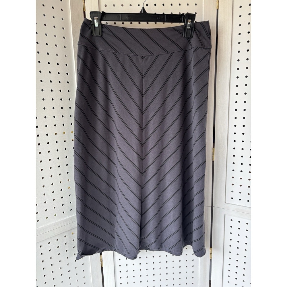 L.L. Bean Chevron Stretch Pull On Midi Skirt Gray Black Size Small Regular